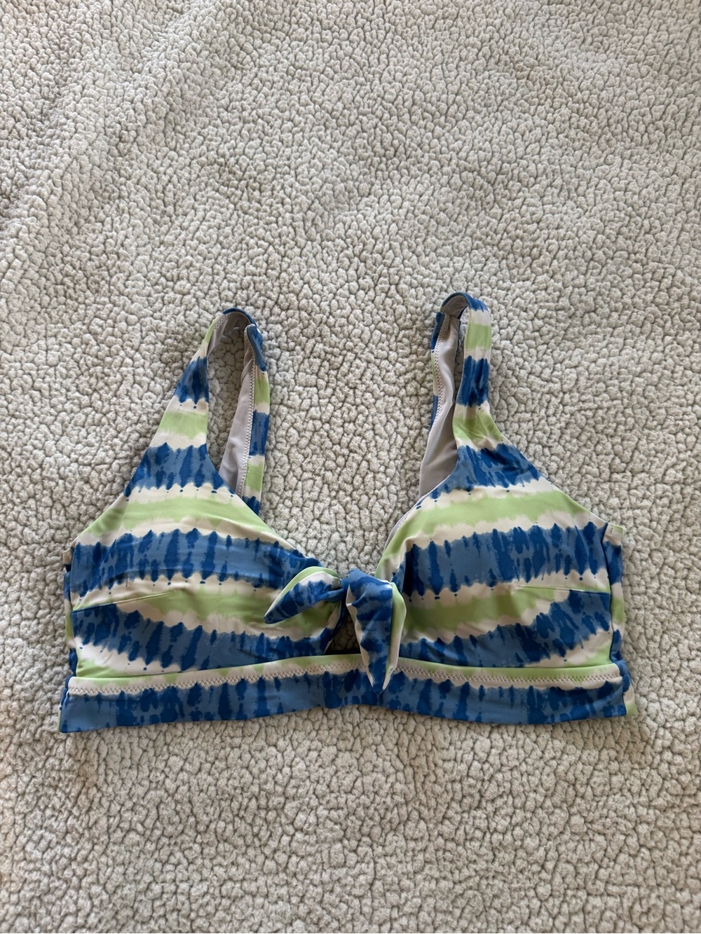 aerie Blue, Green & White Tie-Knot Bikini Top